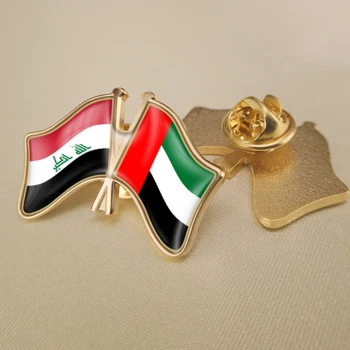 Irak și Emiratele Arabe Unite au Traversat Dublu Prietenie Steaguri insigne, Brosa Insigne