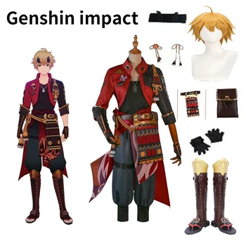 Joc Anime Genshin Impact Tohma Thoma Cosplay Costum Pentru Bărbați Uniforma Costume De Halloween Set Complet Tohma Rezistente La Căldură Peruca Cosplay