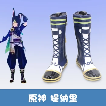 Joc De Desene Animate Genshin Tighnari Pantofi Cizme Costum De Cosplay, Costume Genshin Impact Ti NaLi Urechi Haine Set Anime Uniformă Pentru Cadou