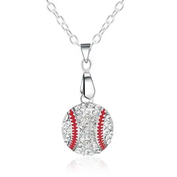KYSZDL Fierbinte vinde moda cristal de baseball pandantiv colier bijuterii doamnelor pulover scurt lanț pandantiv cadou en-gros