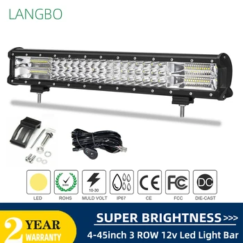 LANGBO 4-45in 72W-612W Tri-Rând 8D Lumini de Lucru LED Bar off-Road Combo de Conducere de Lumină, pentru Camioneta ATV-UTV SUV 4x4 4WD 12v 24V