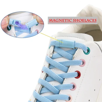 Magnetic șiret Plat Elastic Creative Rapid Nu-și lege șireturile de Culoare de metal de blocare Unisex, Potrivit pentru toate pantofi Leneș dantele