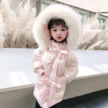 Melario Copil Haine de Iarnă 2022 Noi coreea Drăguț Stil Printesa de Culoare Pură Bumbac Sacou Guler de Blană Mare Îngroșa Captusit Haina 0 4T