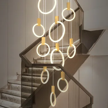 Moderne, creative, scări lungi candelabru Nordic acasă de iluminat interior living birou acrilice rotunde de aur pandantiv lămpi