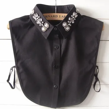 Negru, Camasa Alba Guler Fals pentru Femei Vintage Detasabila Rever Guler Fals Rever Bluza Femei de Top Jumătate Tricouri Decor