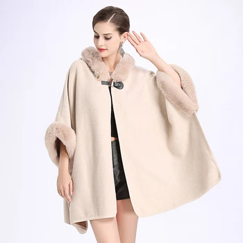 New sosire moda de iarnă femeii de moda confortabil șal cald, moale, groasă, liber guler de blană de epocă elegant vacanță poncho