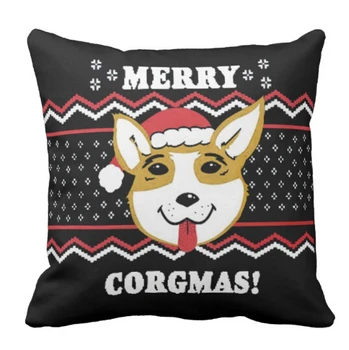 Noi Amuzant Câine Corgi Cadouri De Craciun Merry Corgmas Arunca Față De Pernă Față De Pernă Noutate Câini Corgi Decor De Crăciun Catelus