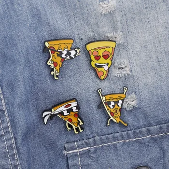 Noua Moda Amuzant Pizza Expresie Brosa Ace Metalice Pentru Femei Geanta/Accesorii de Îmbrăcăminte 100buc/LOT