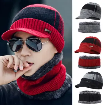 Noua Moda De Iarnă Tricot Capac Bărbați În Aer Liber Cald Îngroșarea Plus Largi Pălărie De Iarnă Cu Esarfa Brand De Schi De Iarnă Masca Palarie Cadouri
