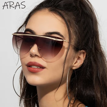 O Moda-Piese Ochelari De Soare Femei Supradimensionate Fără Ramă Ochelari De Soare Pentru Bărbați Ochelari De Metal Mare Cadru Ochelari De Soare Gafas De Sol Para Mujer