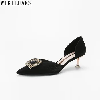 Pantofi negri pentru Femei Tocuri inalte Pantofi Office Femei 2022 de Lux, Pantofi de Brand de Moda pentru Femei Sandale cu Toc Femeie Tocuri Pisoi
