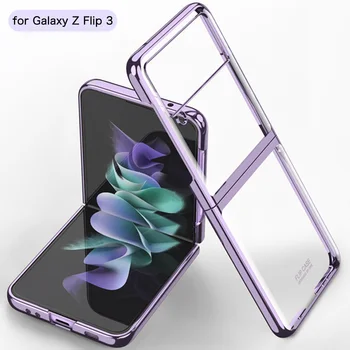 pentru Galaxy Z Flip 3 Caz, de Cristal Transparent Placare Caz pentru Samsung Galaxy z Flip 3 5G ZFlip3 Z Flip3 Coque Funda