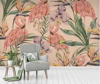 Personalizate 3D tapet mural flamingo flori și plante de pădure tropicală de fundal de perete