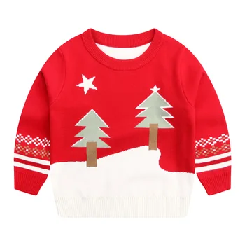Pulover De Crăciun Pentru Copii De Iarnă Pulover Fată Băiat De Anul Nou Tricotate ClothesTrees Topuri Calda De Toamna Pentru Copii Pentru Copii Mici
