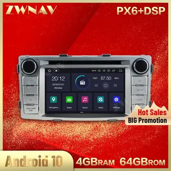 PX6 4G+64G Android 10.0 Ecran Auto Multimedia GPS pentru Toyota Hilux Fortuner 2012 2013 2014 GPS auto Audio Stereo unitatea de cap
