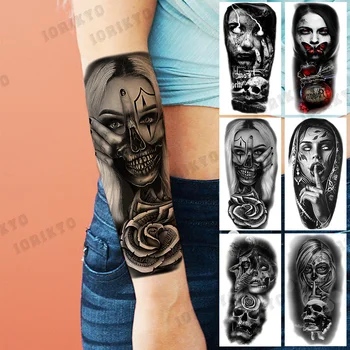 Realist Floare Trandafir Gangster Tatuaje Temporare Pentru Femei Adulte Fata De Diavol Craniu Fluture Tatuaj Fals Antebrat Tatuaje Lavabile