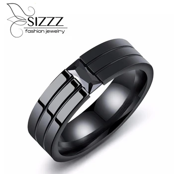 SIZZZ 6MM Lat 6G Greutate de Personalitate Strasuri Negre din Oțel Inoxidabil Zircon Personal Ring Pentru Bărbați