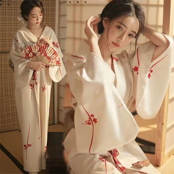 Stil Japonez Kimono Tradițional Casual Samurai Femei Doamnelor Geisha Alb Haori Yukata Bowknot De Înaltă Calitate Tendință Liber Îmbrăca