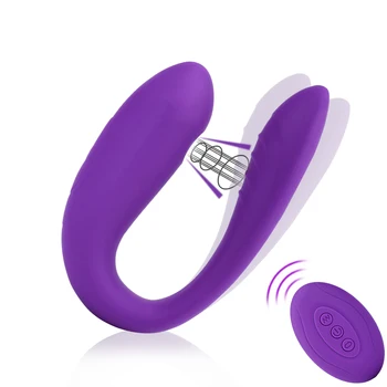 Suge Dildo Vibrator 10 Intense Moduri de Jucarii Sexuale pentru Femei punctul G, Clitorisul Stimulator cu Telecomanda forma de U, Forma de Adult Sexo
