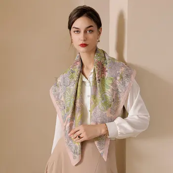 Vara Brand de Lux Eșarfă de Mătase Pătrat Femei Șaluri Și Împachetări Moda Office Small Păr Gât Hijabs Foulard Eșarfe 90*90cm