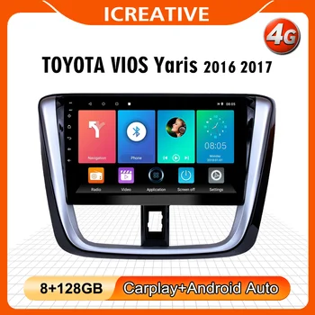 WiFi 4G Android Radio Auto Pentru TOYOTA VIOS Yaris 2016 2017 2 Din Carplay, Android Auto 10.1 Inch Mașină Player Multimedia Cu Cadru