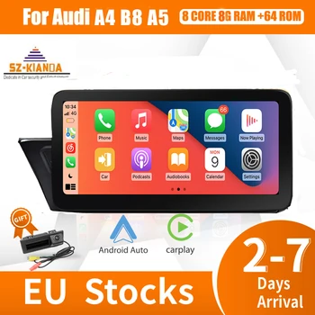 Wireless Android Carplay 11 8G RAM 64G ROM Car Multimedia Player Pentru Audi A4 B8 A5 2009-2016 WIFI 4G LTE Radio Bluetooth Stereo