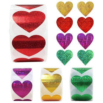 În formă de inimă, cu Laser Autocolante 500pcs Sclipici Holografic de Etanșare Eticheta pentru Ziua Îndrăgostiților Cadou de Aniversare Ambalaj Decor Autocolant